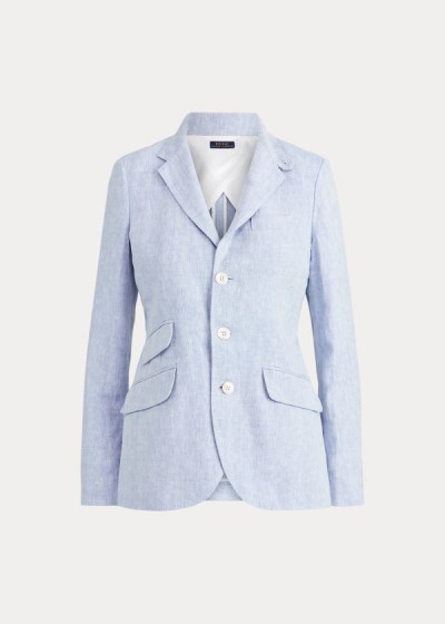 Blazer Polo Ralph Lauren Mujer Azules Claro - Linen - RFYDM2804